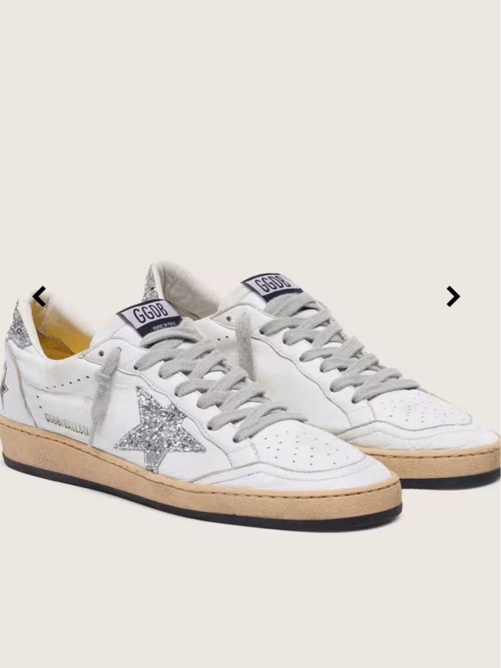 Golden Goose Ball Star White Silver Glitter Sneakers